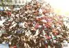 a huge pile of old shoes
