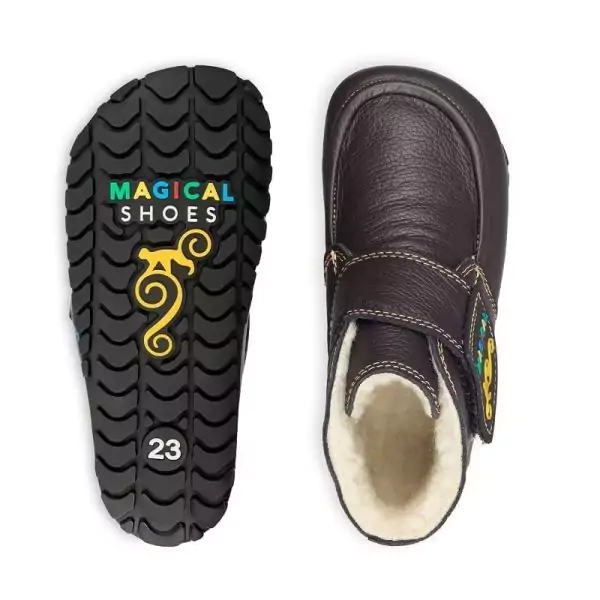 Magical Shoes WINTER BAREFOOT KIDS BOOTS – ZIUZIU BARK BROWN picture 2